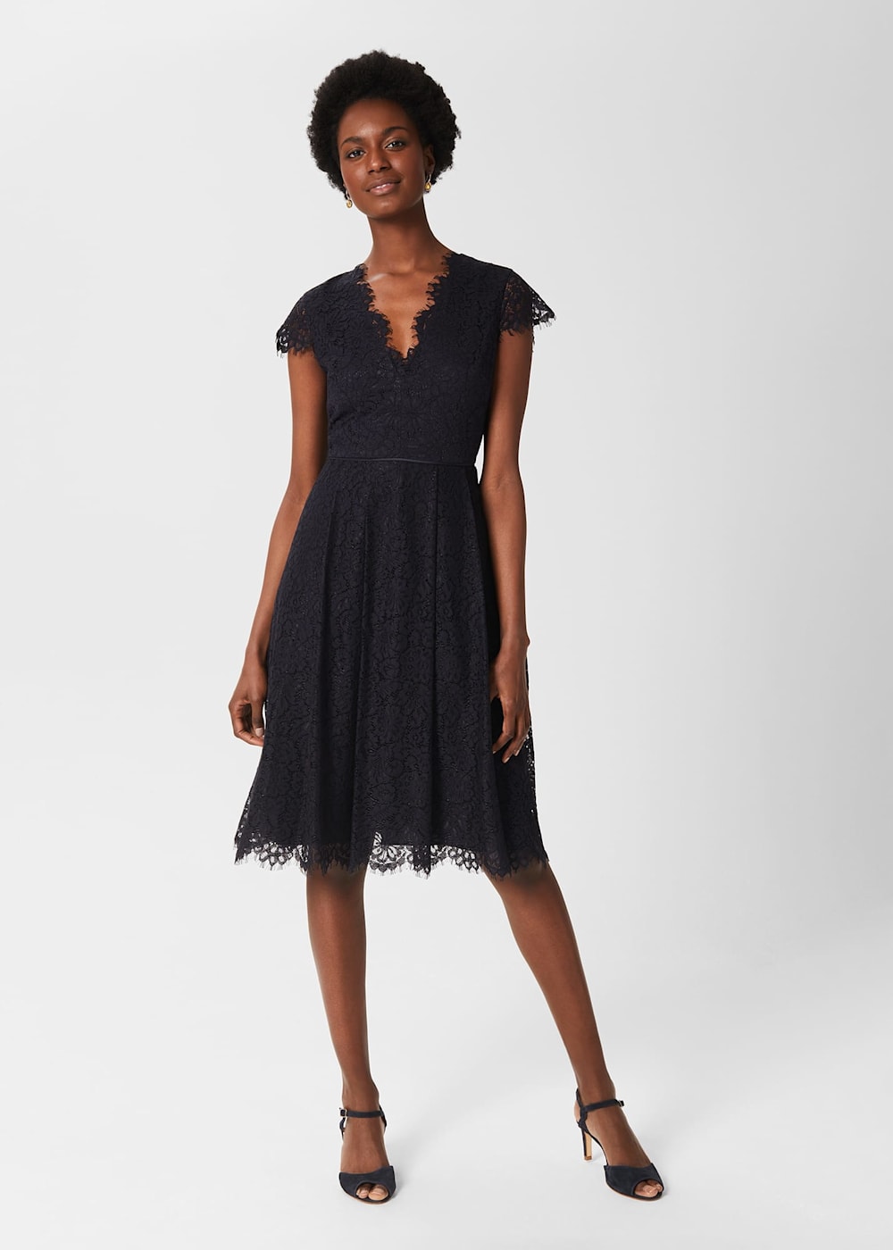 Black flare lace dresses shop