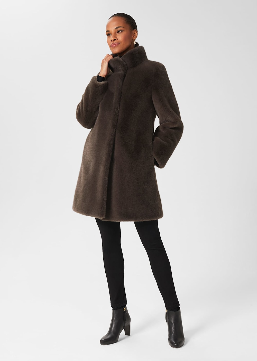 Grey faux fur coats uk top
