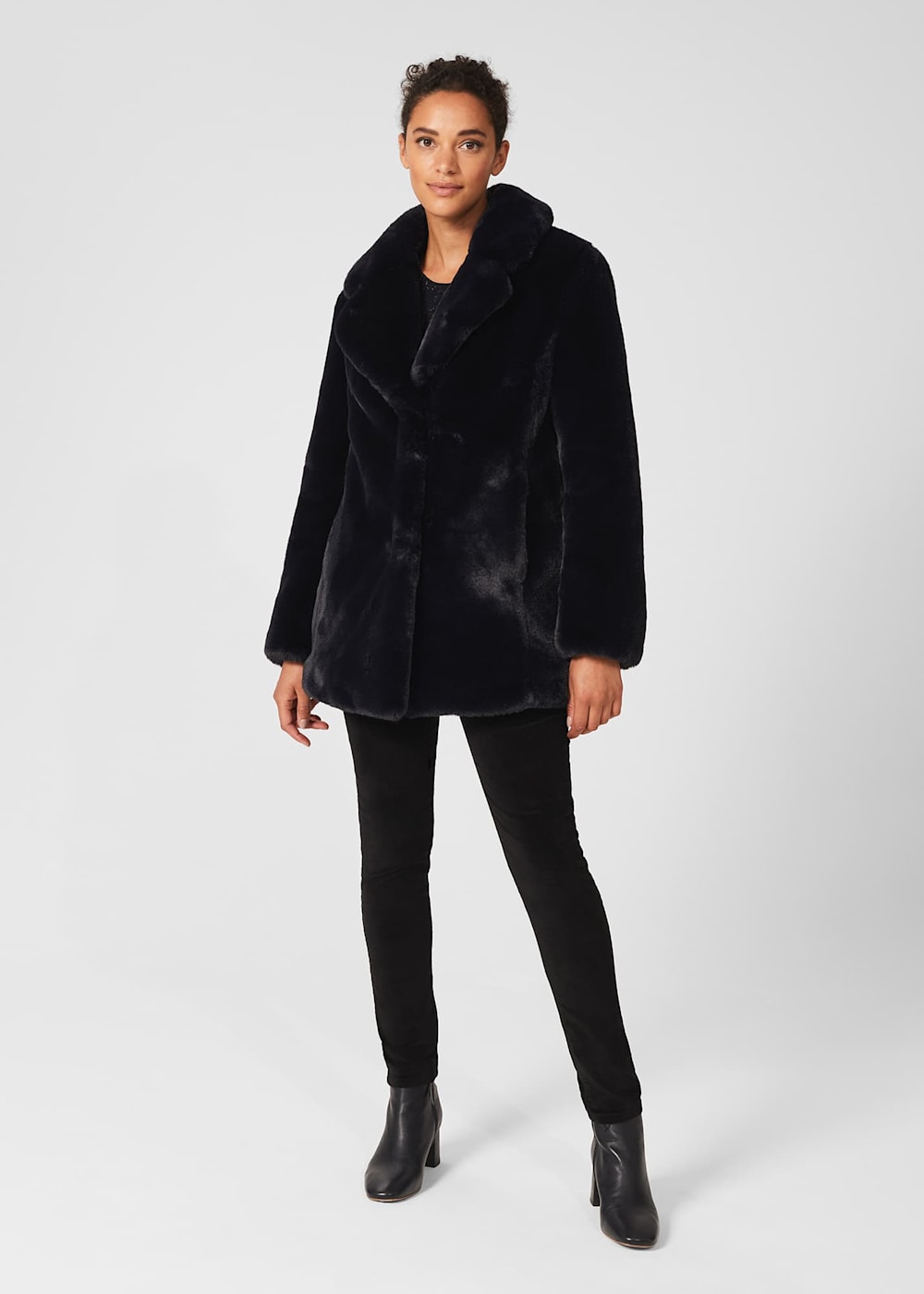 Hobbs blue faux fur coat deals