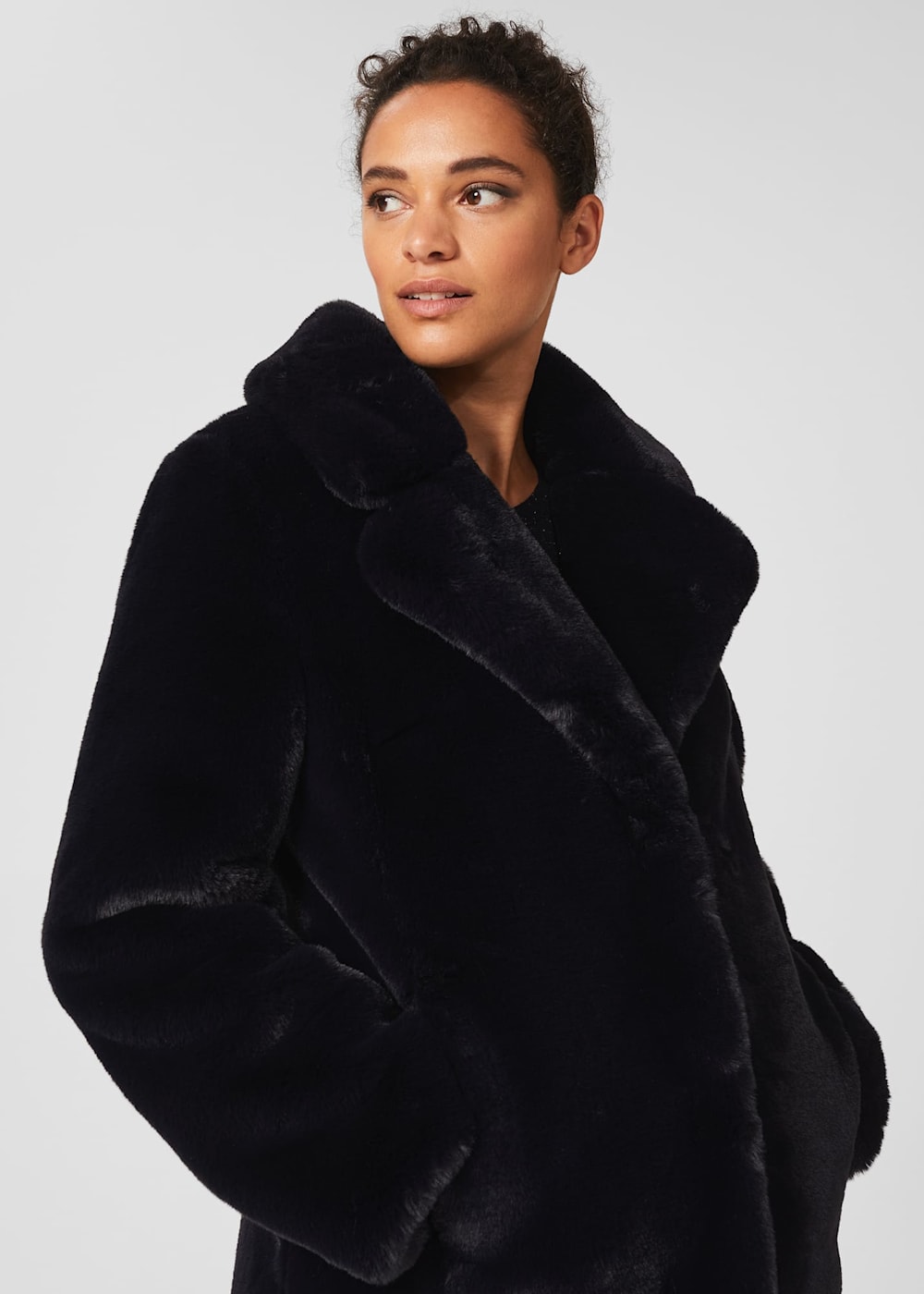 Hobbs navy fur coat top
