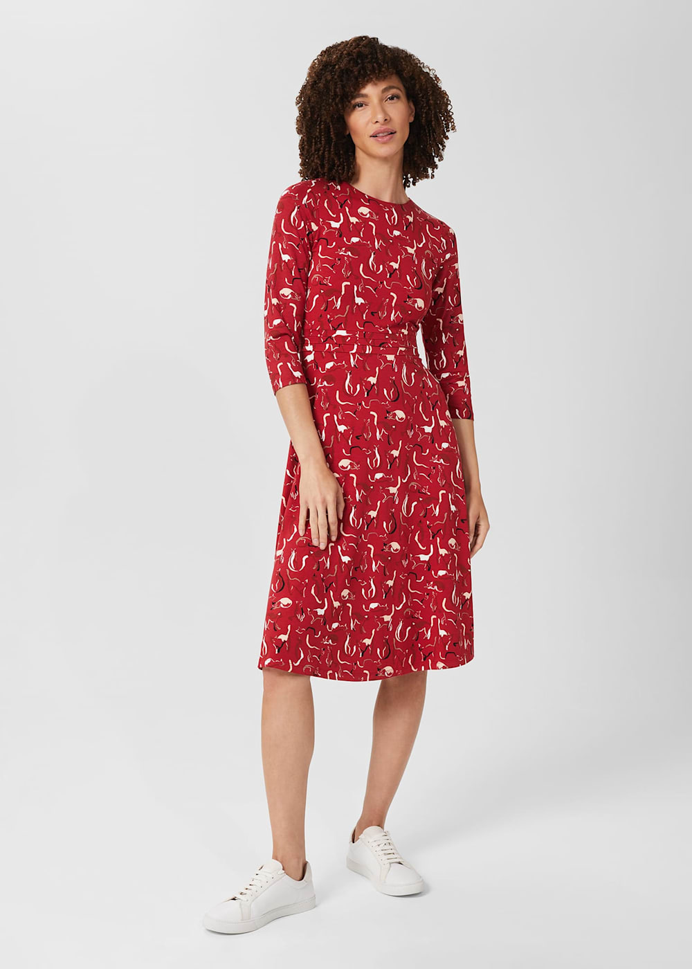 Red mid calf dress deals