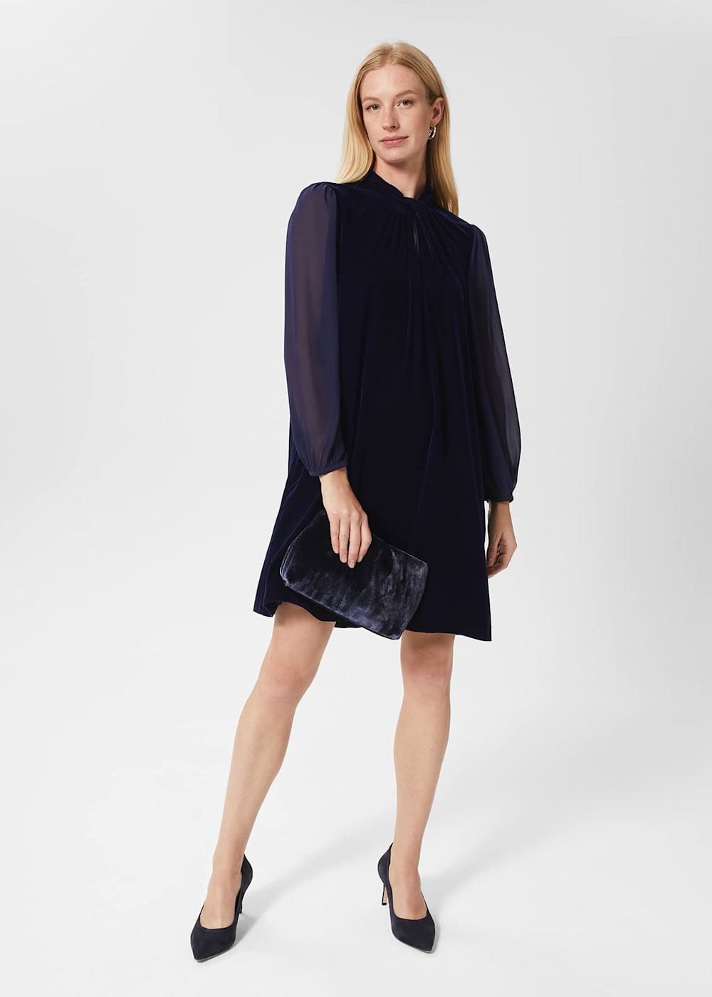 Hobbs navy clutch bag online