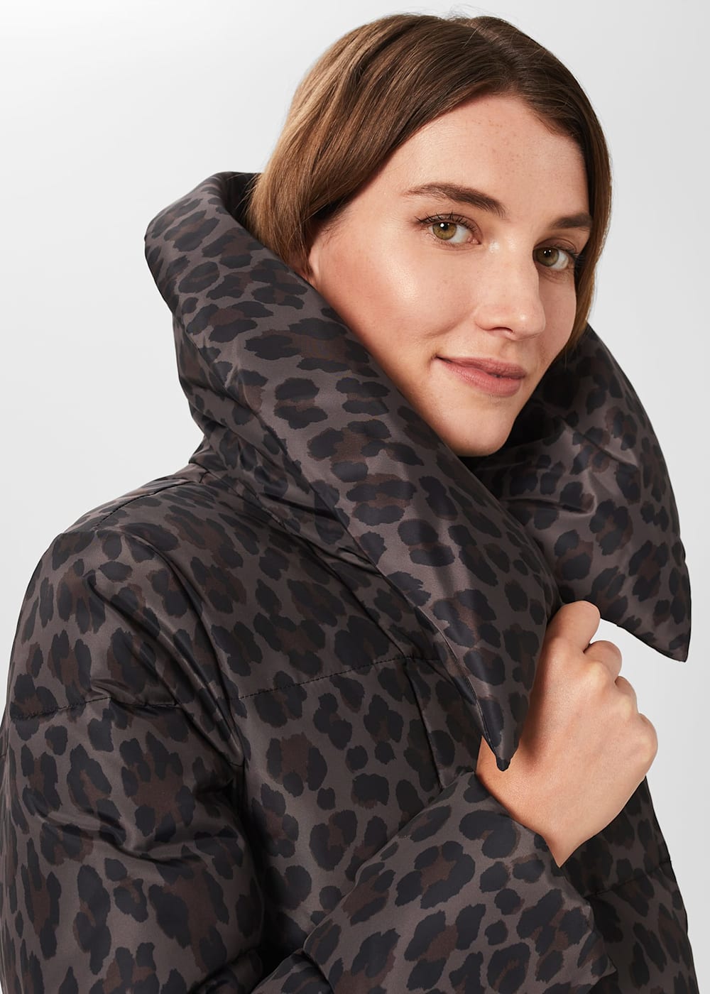 Womens leopard print puffer coat online