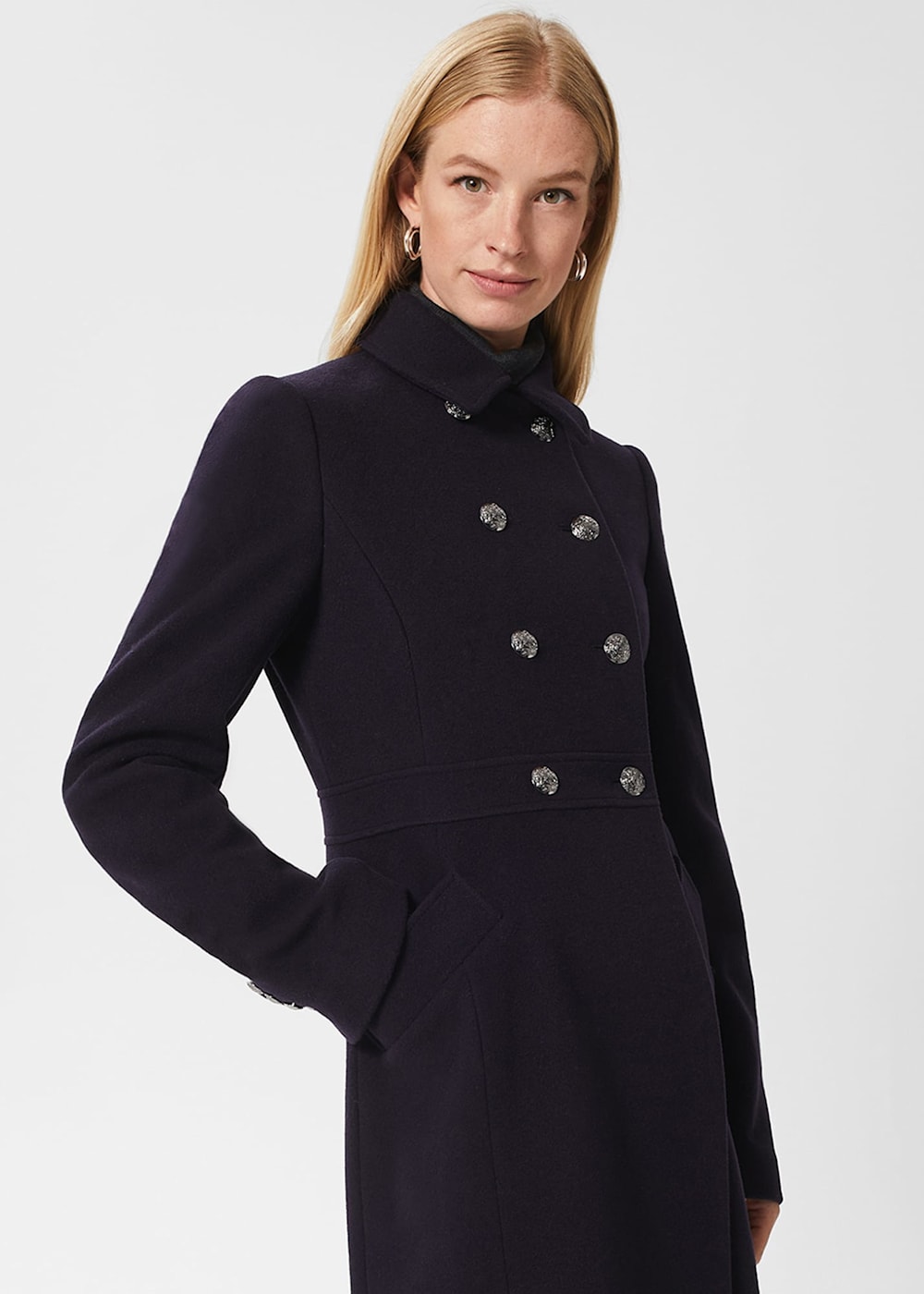 Hobbs black wool coat store