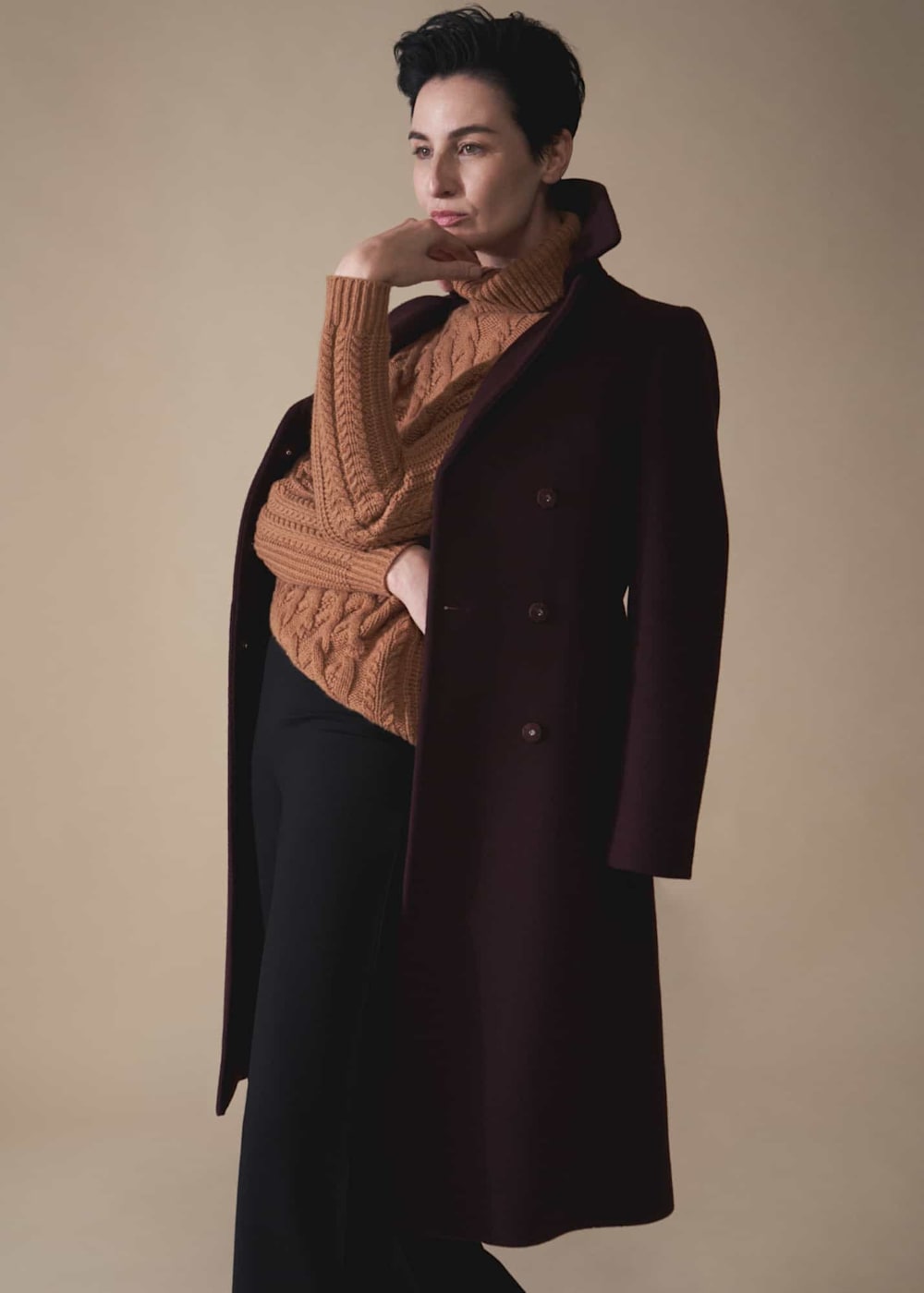 Aubergine wool coat outlet