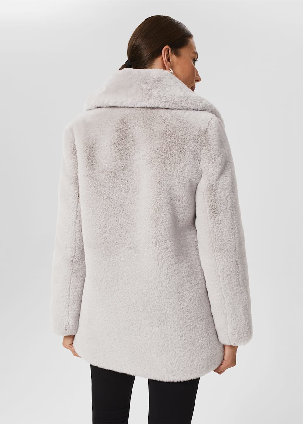 Hobbs Bethany Faux Fur Coat Silver Grey Size Xs