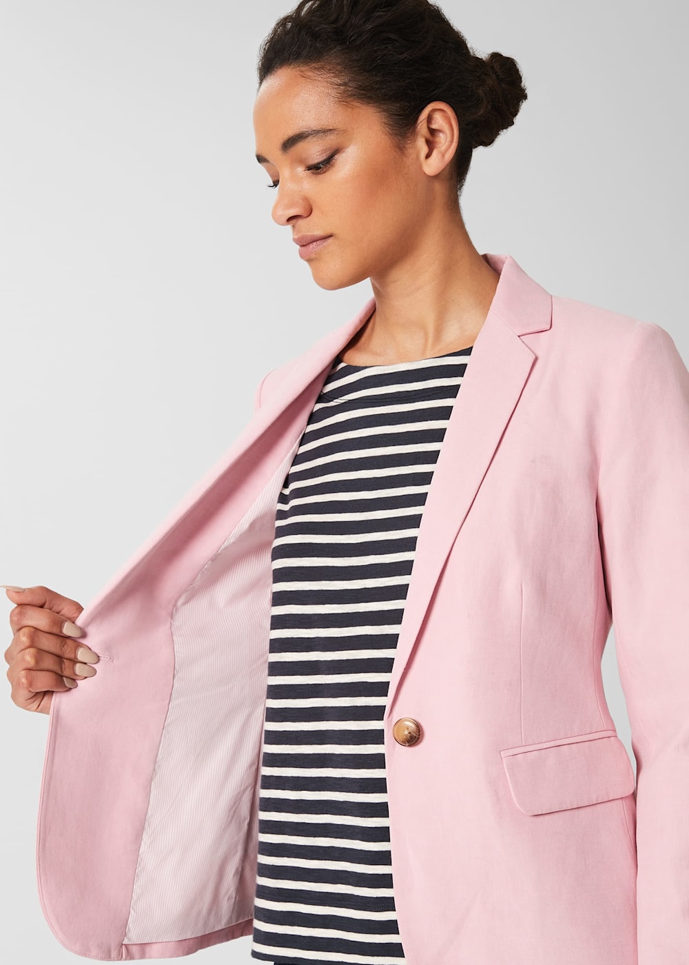 Pale pink blazer jacket discount