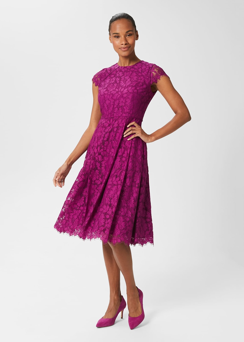Pink lace shift dress cheap