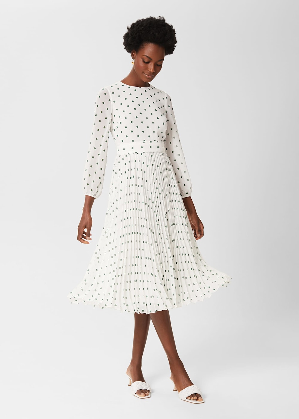 Selena Spot Pleated Dress Hobbs US