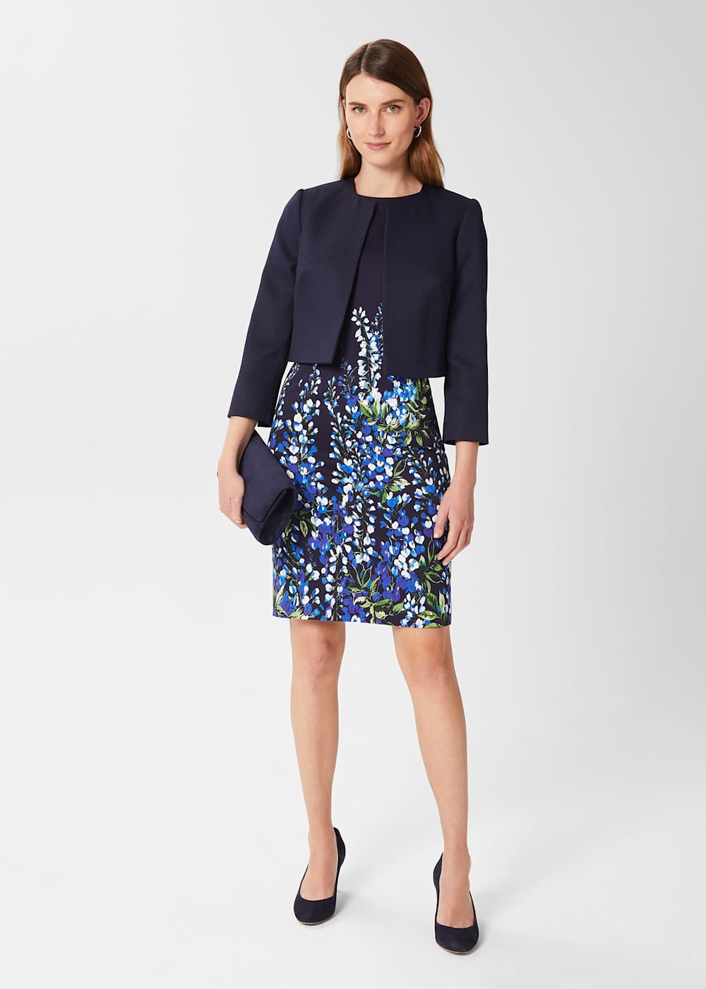 Hobbs fiona dress navy ivory hotsell