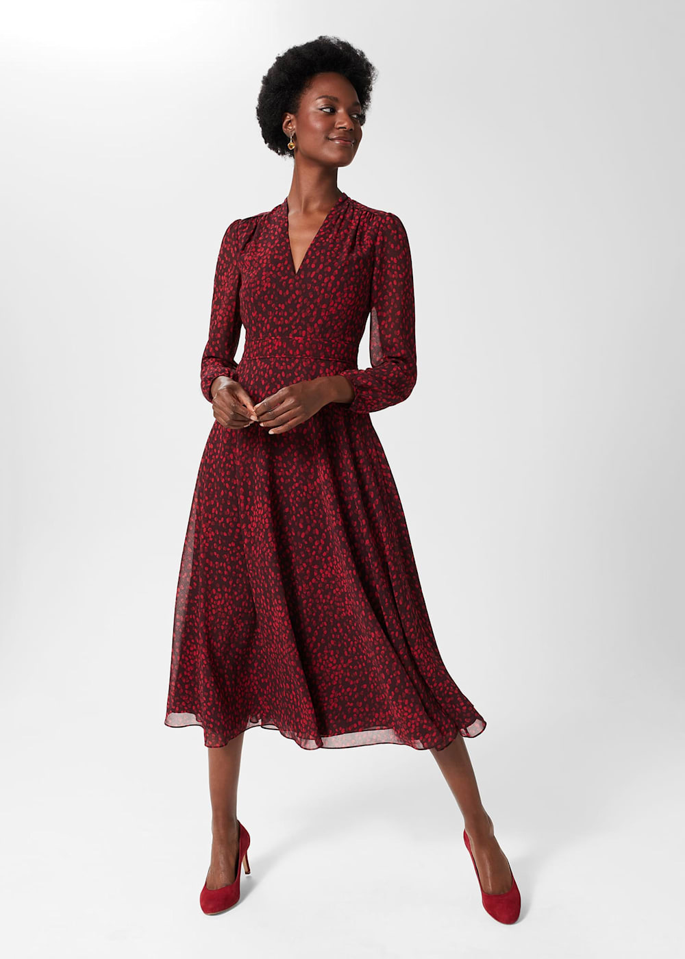 Red flare dress new arrivals