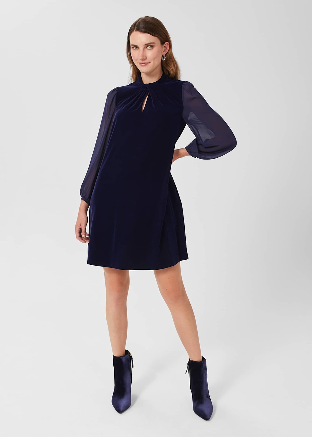 Hobbs blue velvet dress hot sale