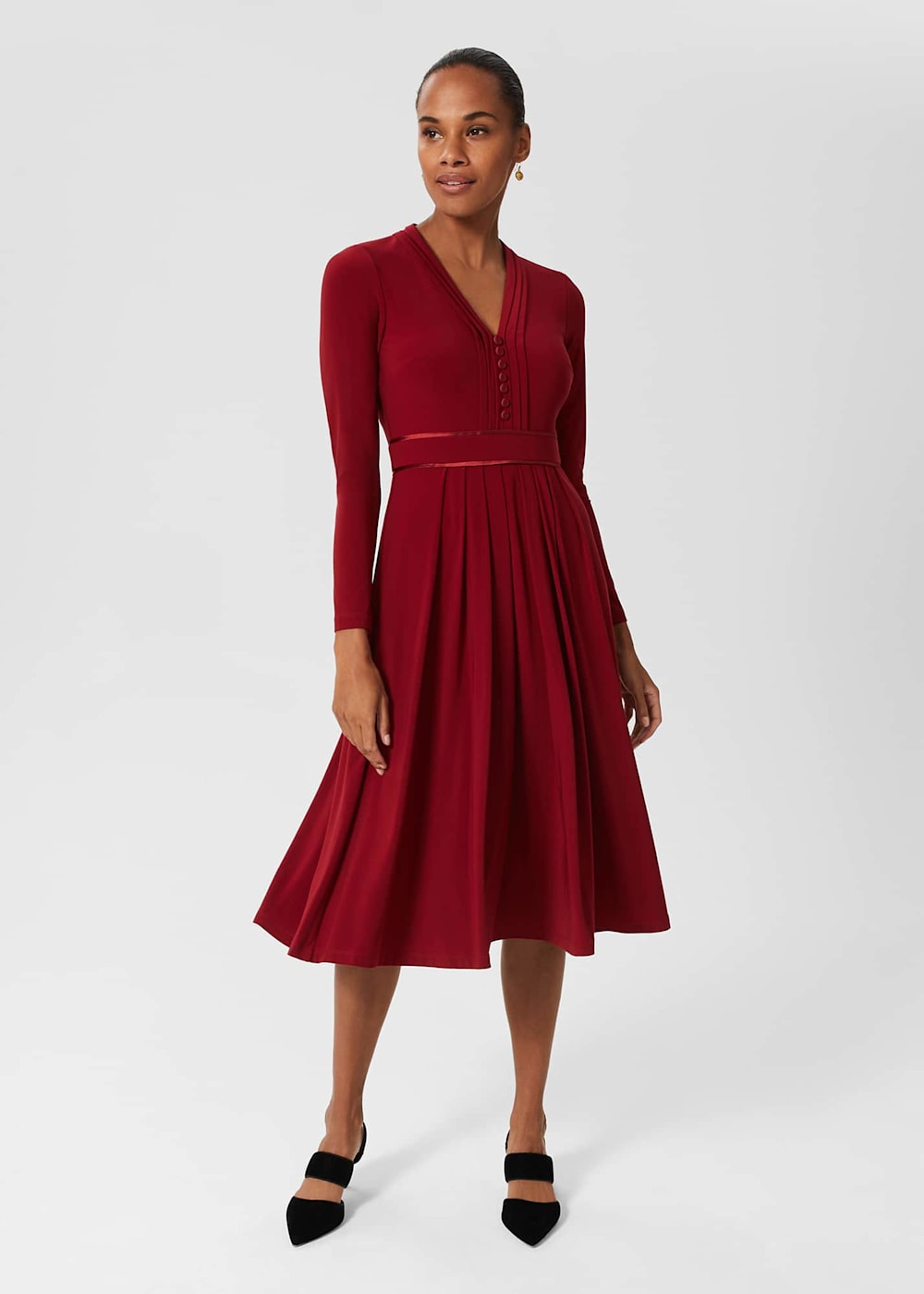 Red fit and flare dress cheap