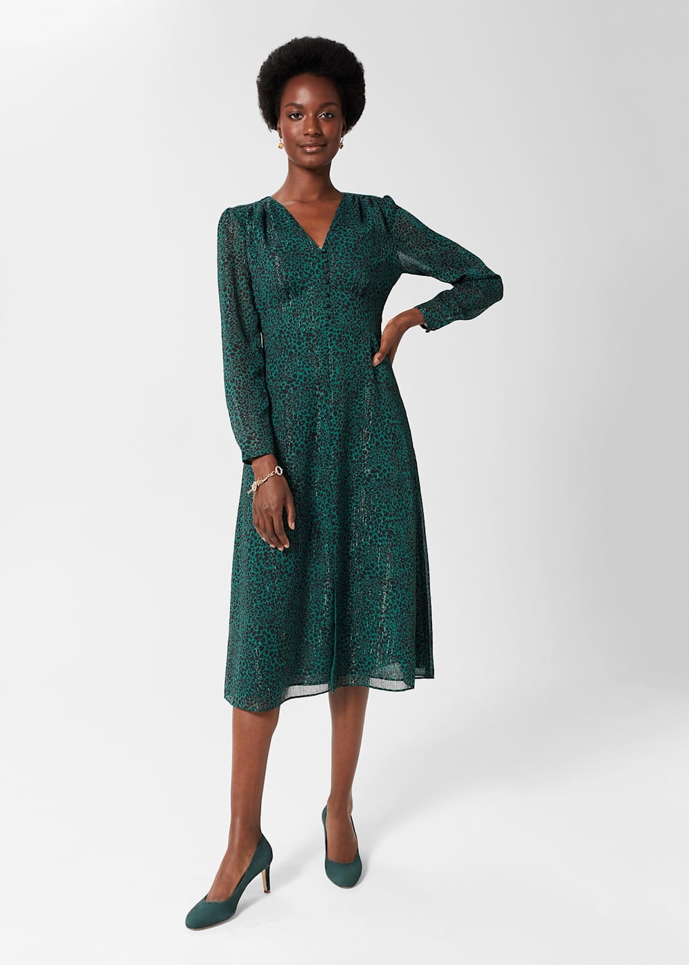 Hobbs green linen dress shop