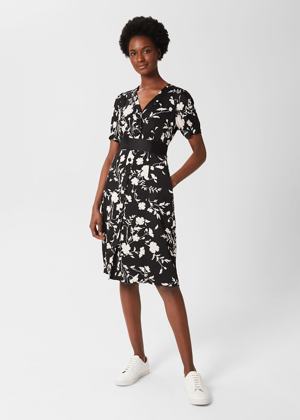 Hobbs black floral dress clearance