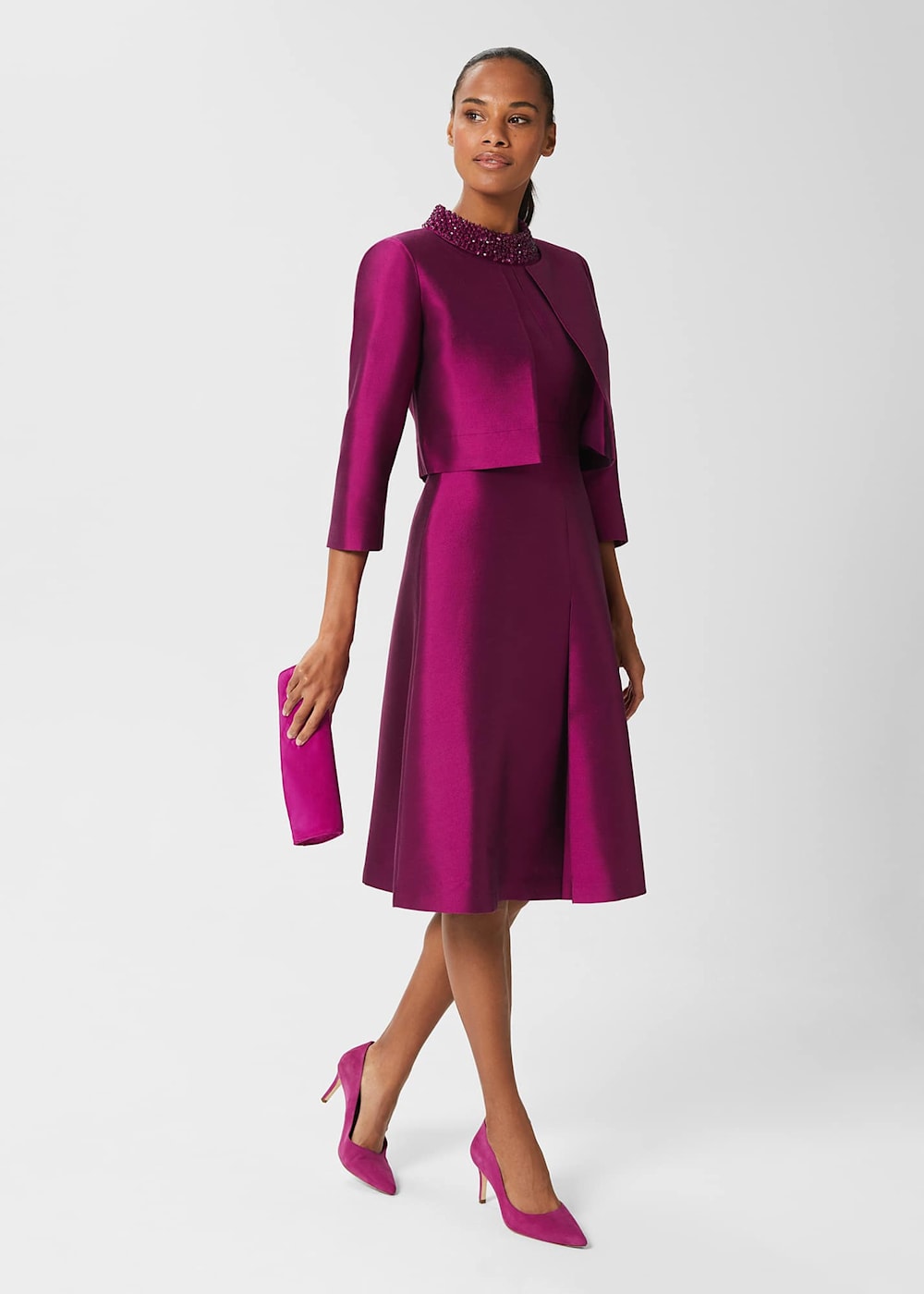 Marcella Silk Blend Beaded Dress Hobbs UK