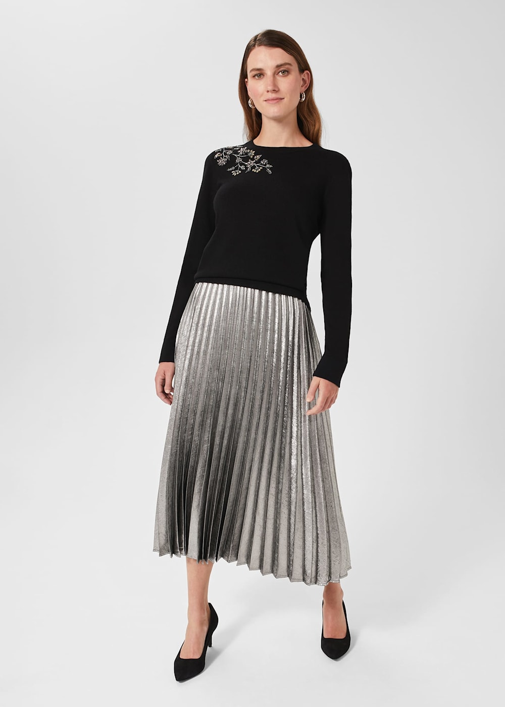 Silver skirt pleated hot sale