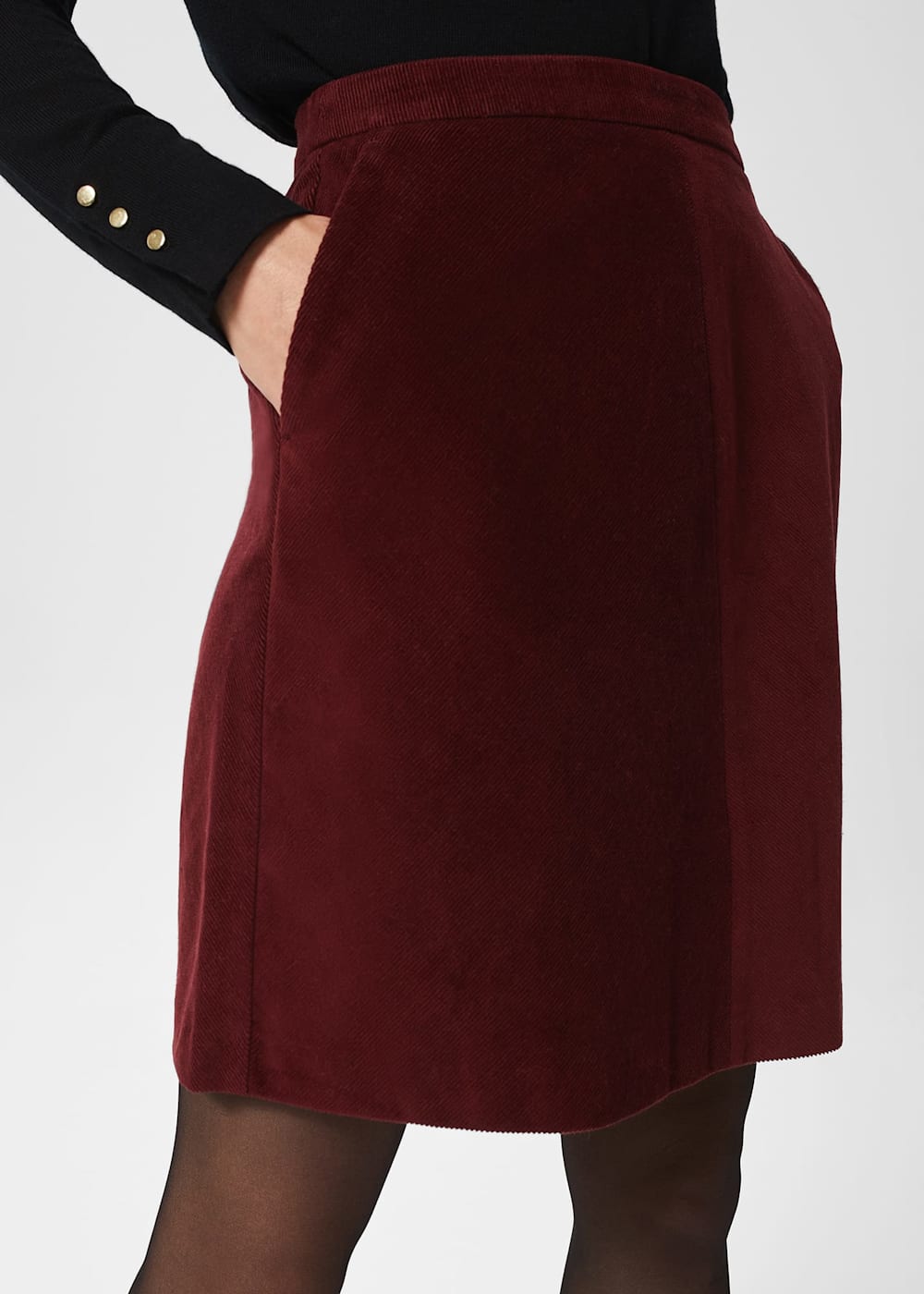 Hobbs Ria Cord Mini Skirt Deep Berry Red Size 14