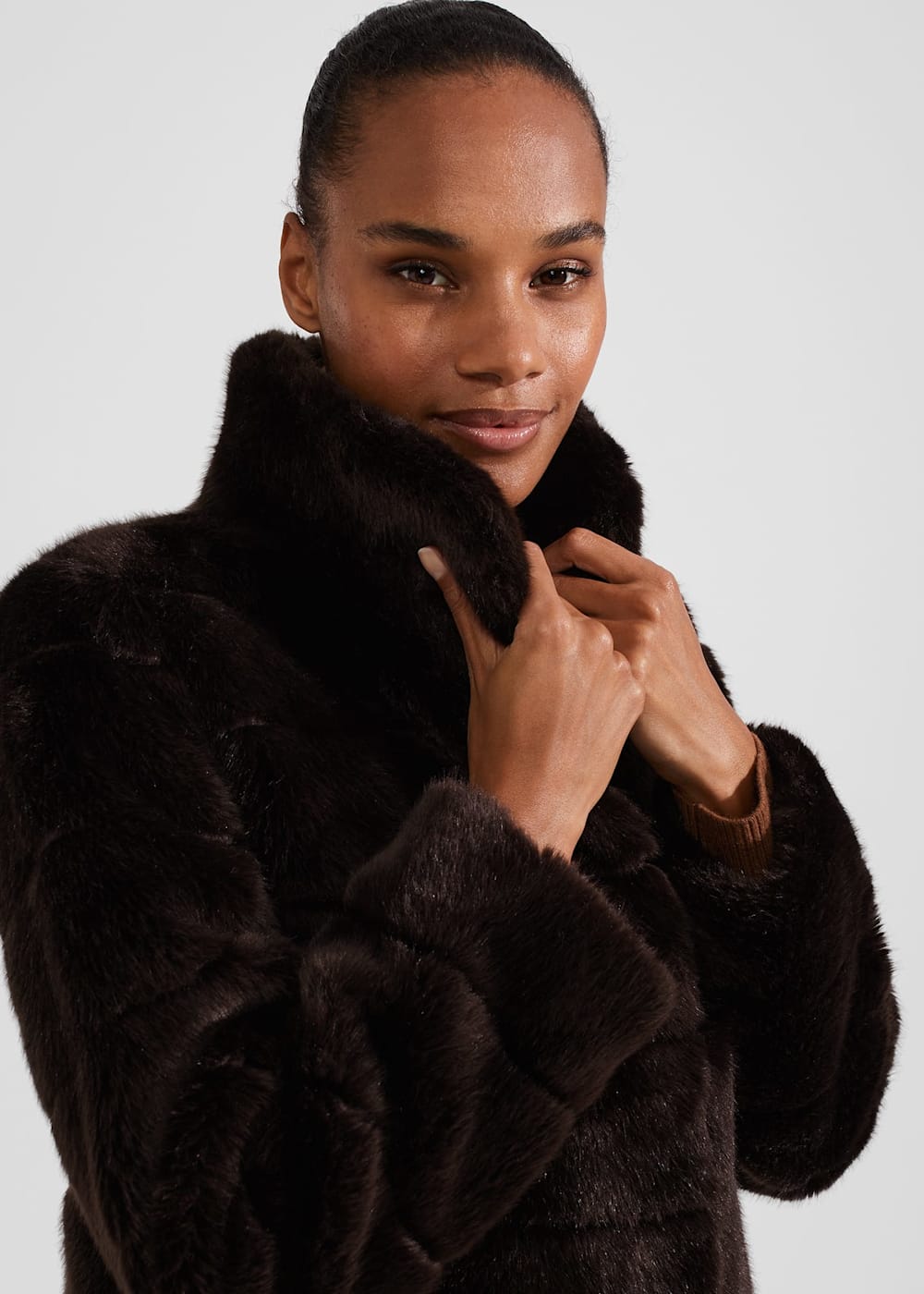 Petite black fur coat cheap