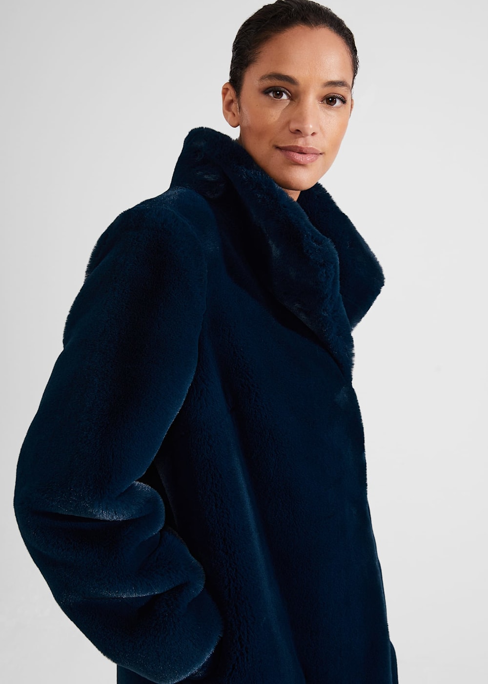 Hobbs blue faux fur coat online