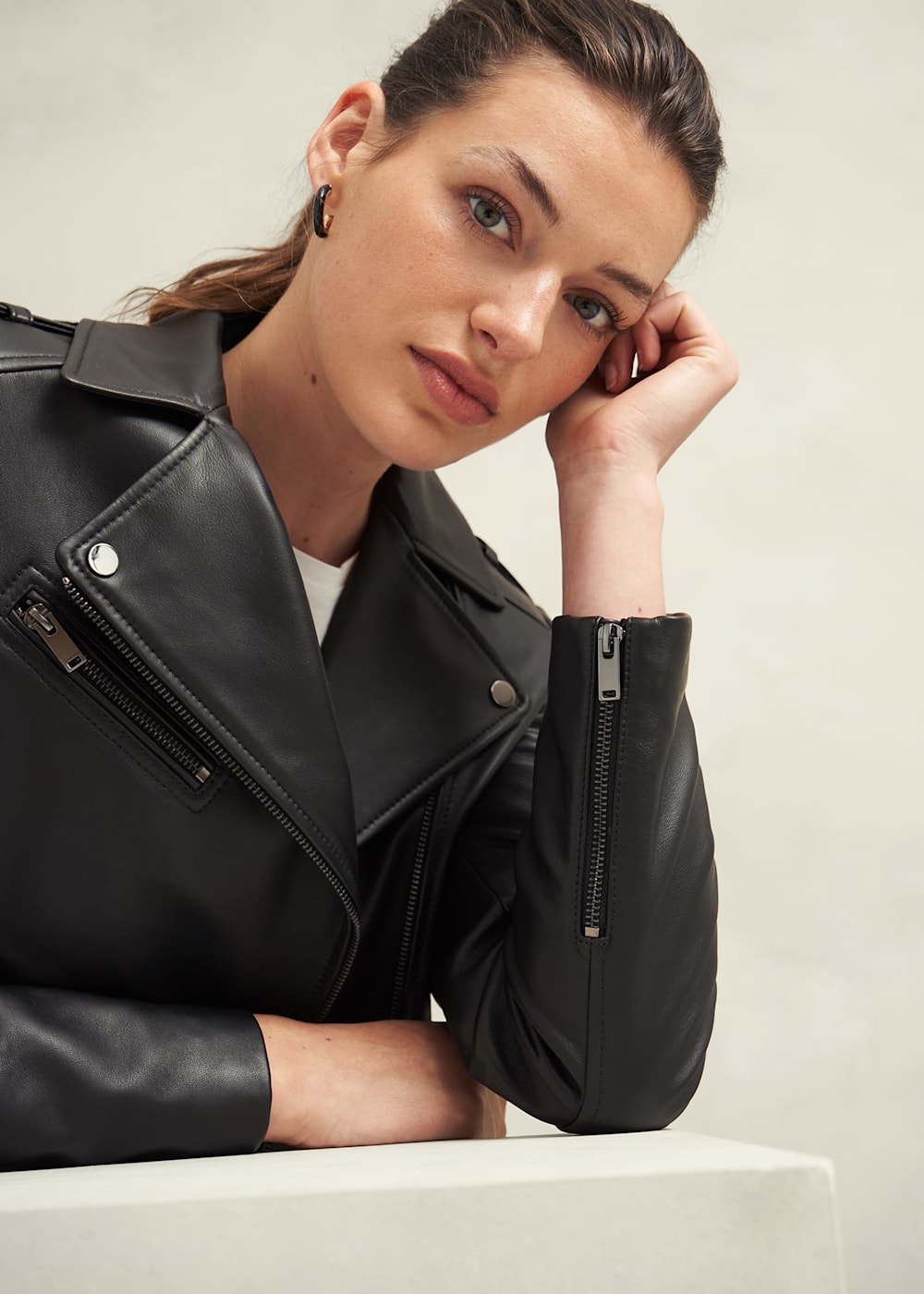 Hobbs black leather jacket discount