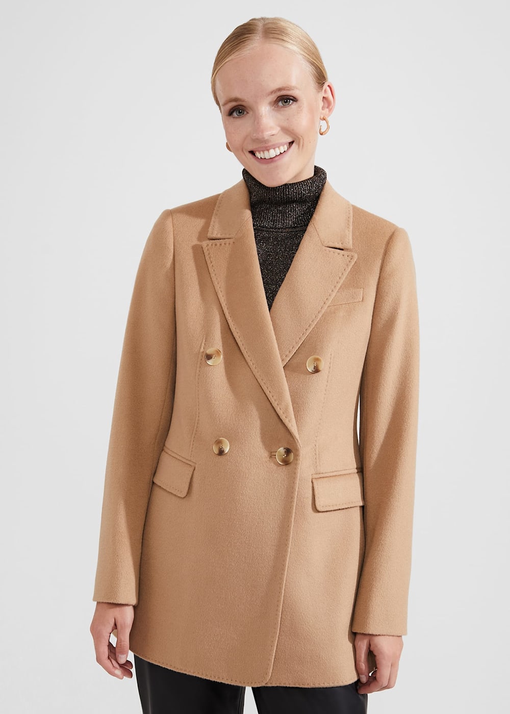 Womens camel colored wool blazer top