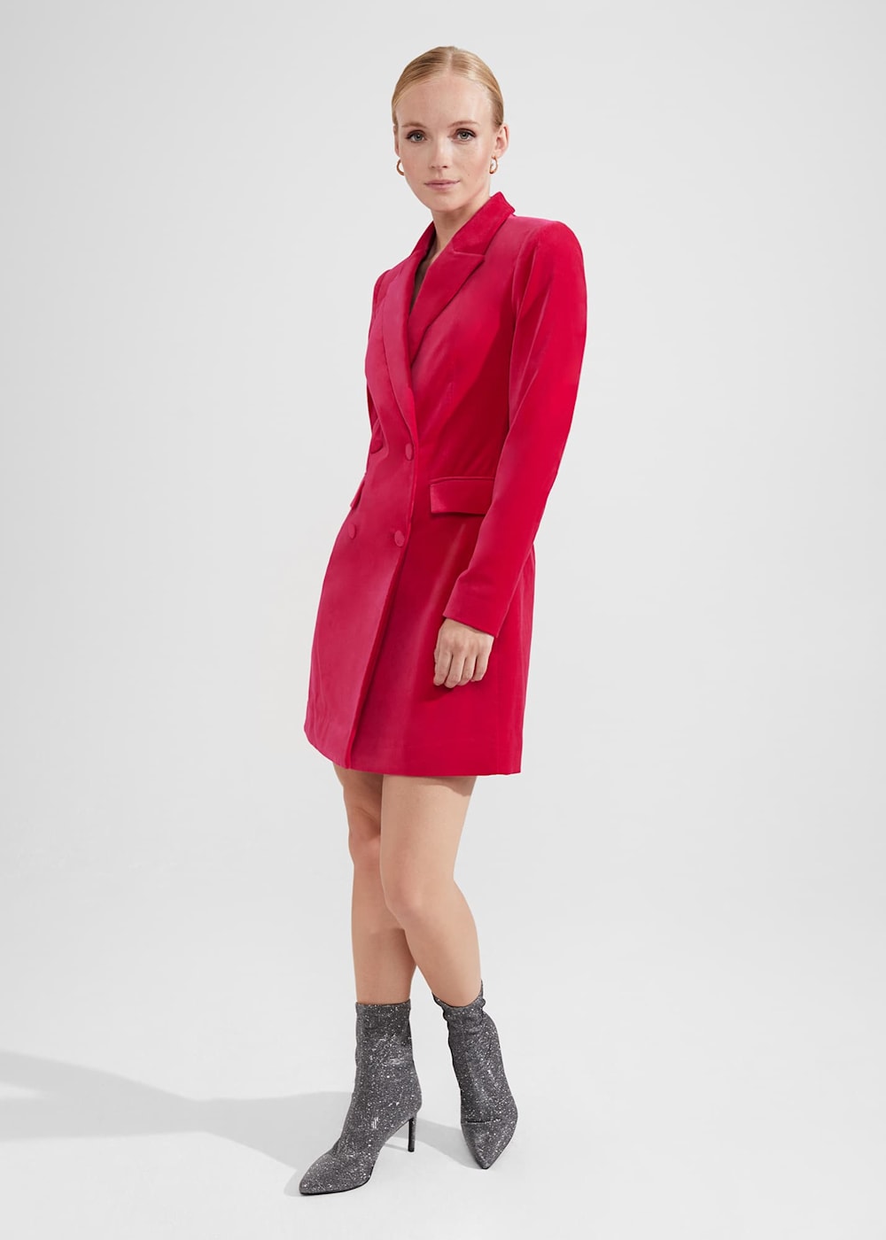 Pink velvet blazer dress online