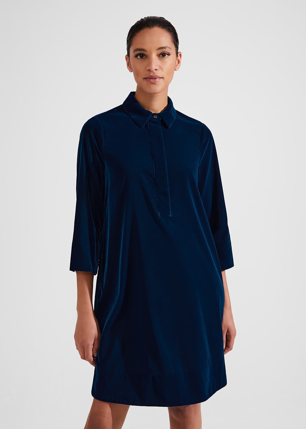 Hobbs blue velvet dress hot sale