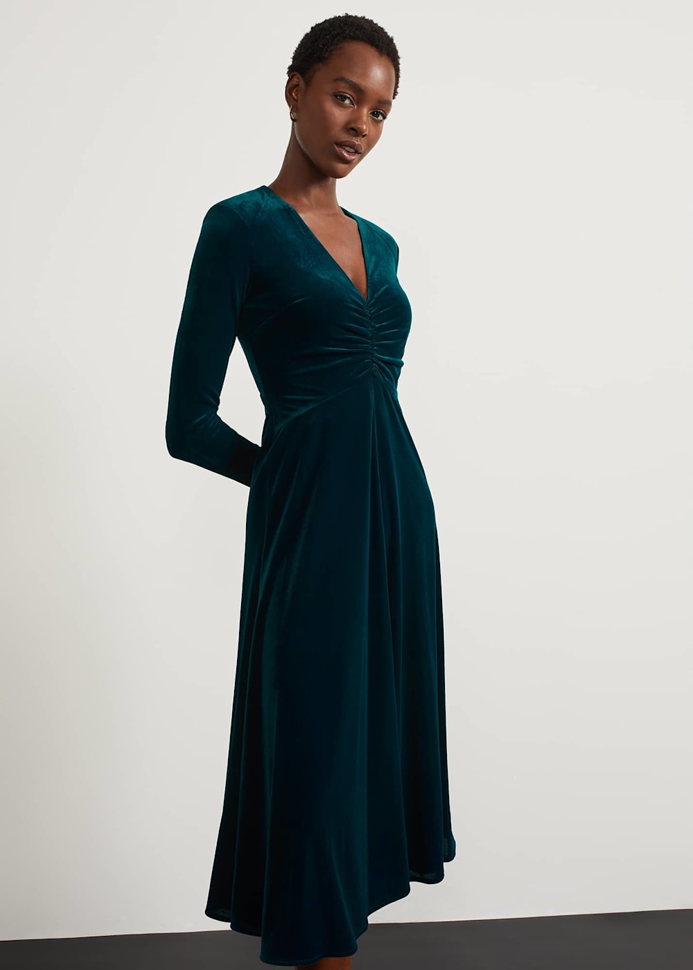 Deep v neck velvet dress best sale