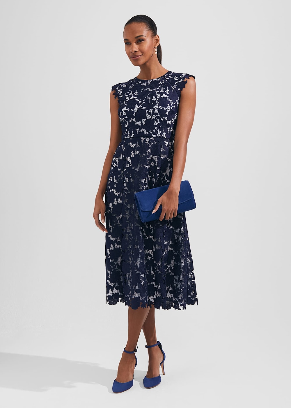 Maxi fit and flare long wool dress 5534