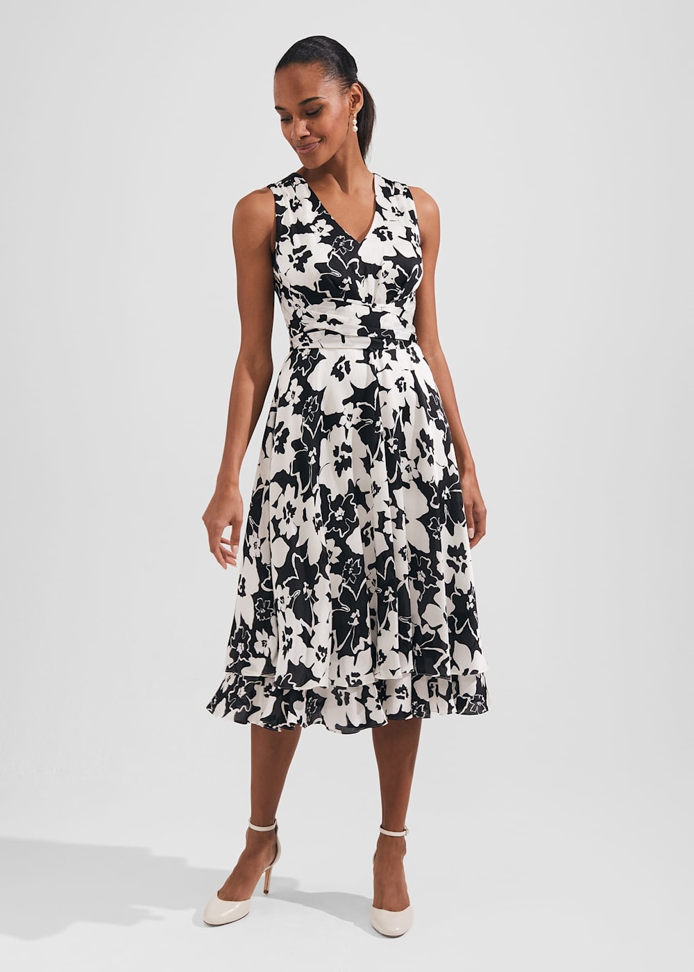 Viola Satin Fit And Flare Dress Hobbs UK