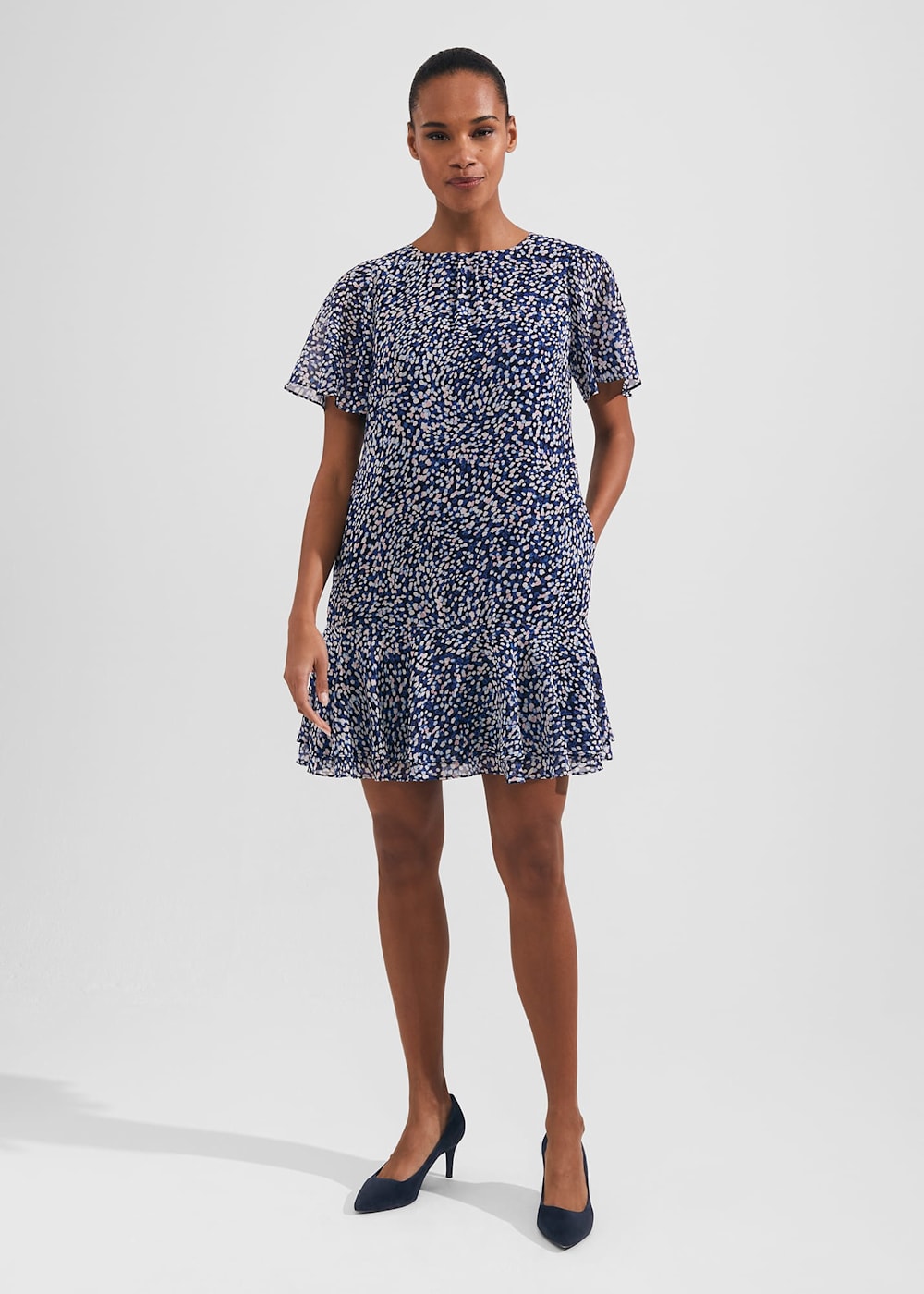 Sadie Printed A Line Dress Hobbs UK