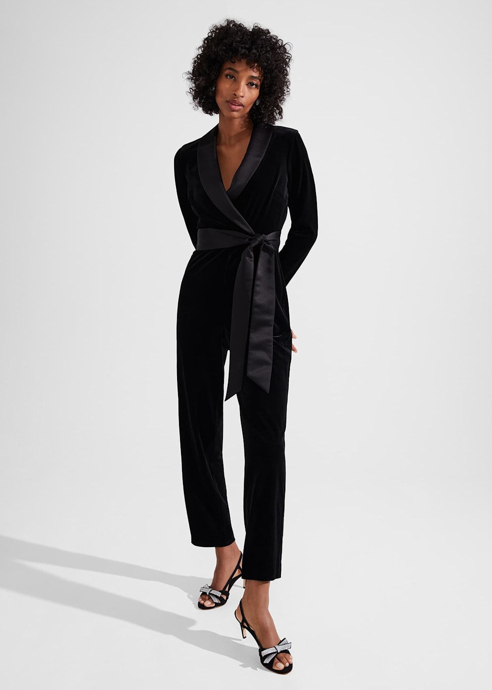 Womens black velvet pantsuit on sale