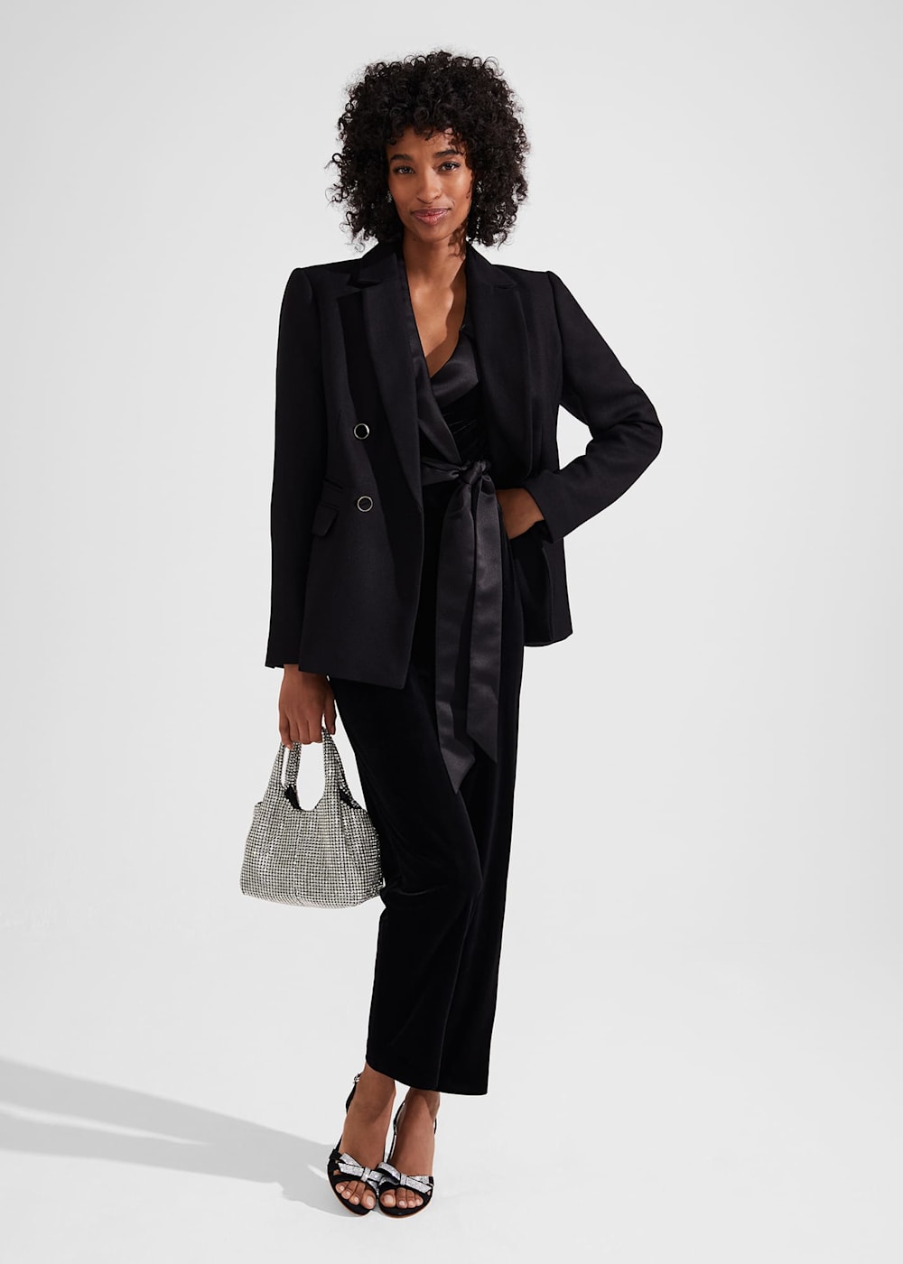Velvet tuxedo jumpsuit discount