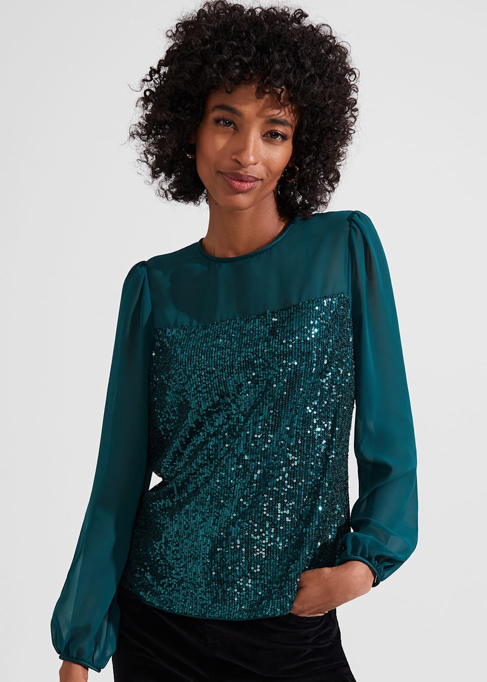 Green sequin tops discount
