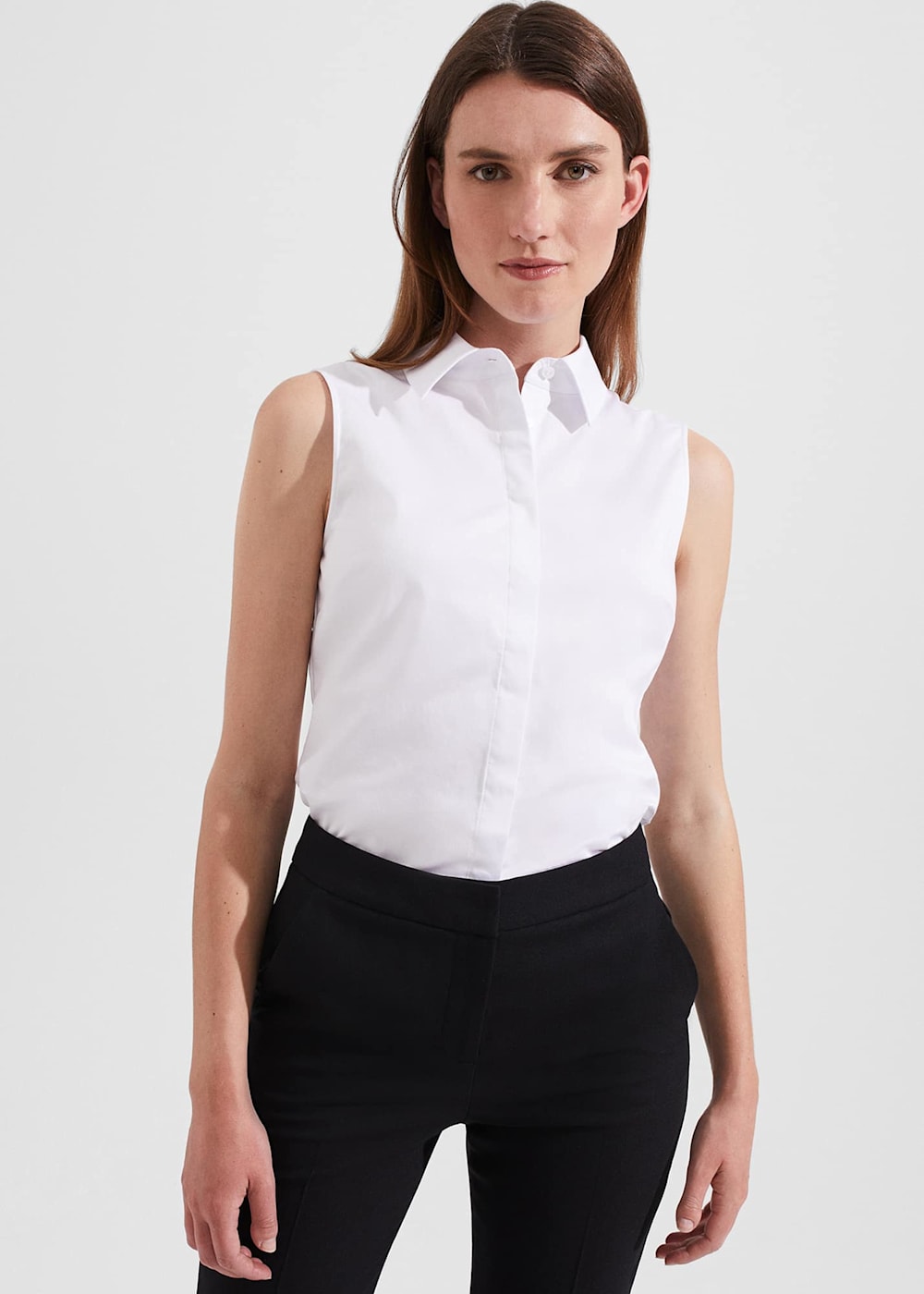 Sleeveless dress shirt top