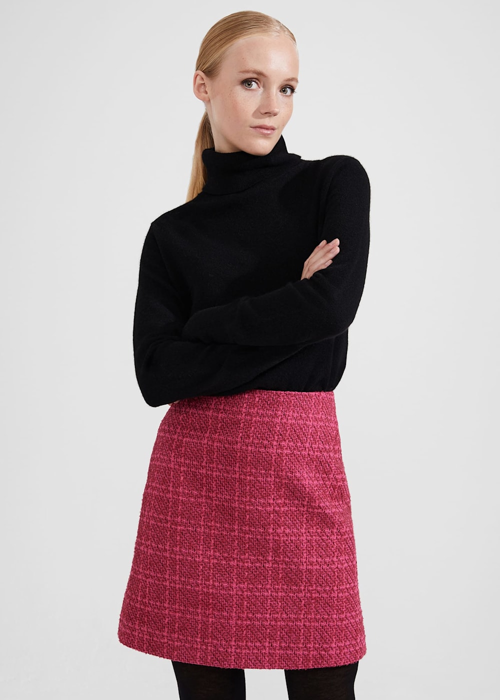 Warehouse sparkle tweed mini skirt berry sale