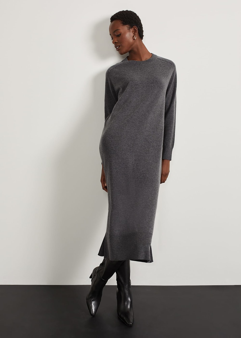 Grey knitted dress uk store