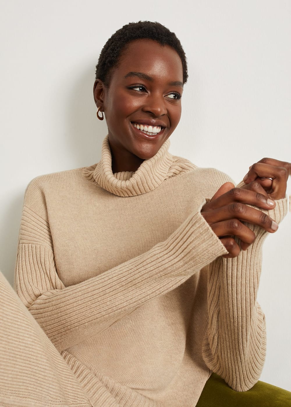 Lovell Co Ord Wool Cotton Roll Neck Jumper Hobbs UK
