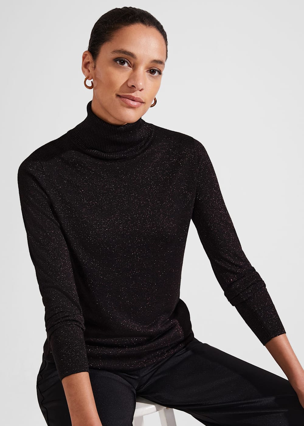 Black glitter polo neck store