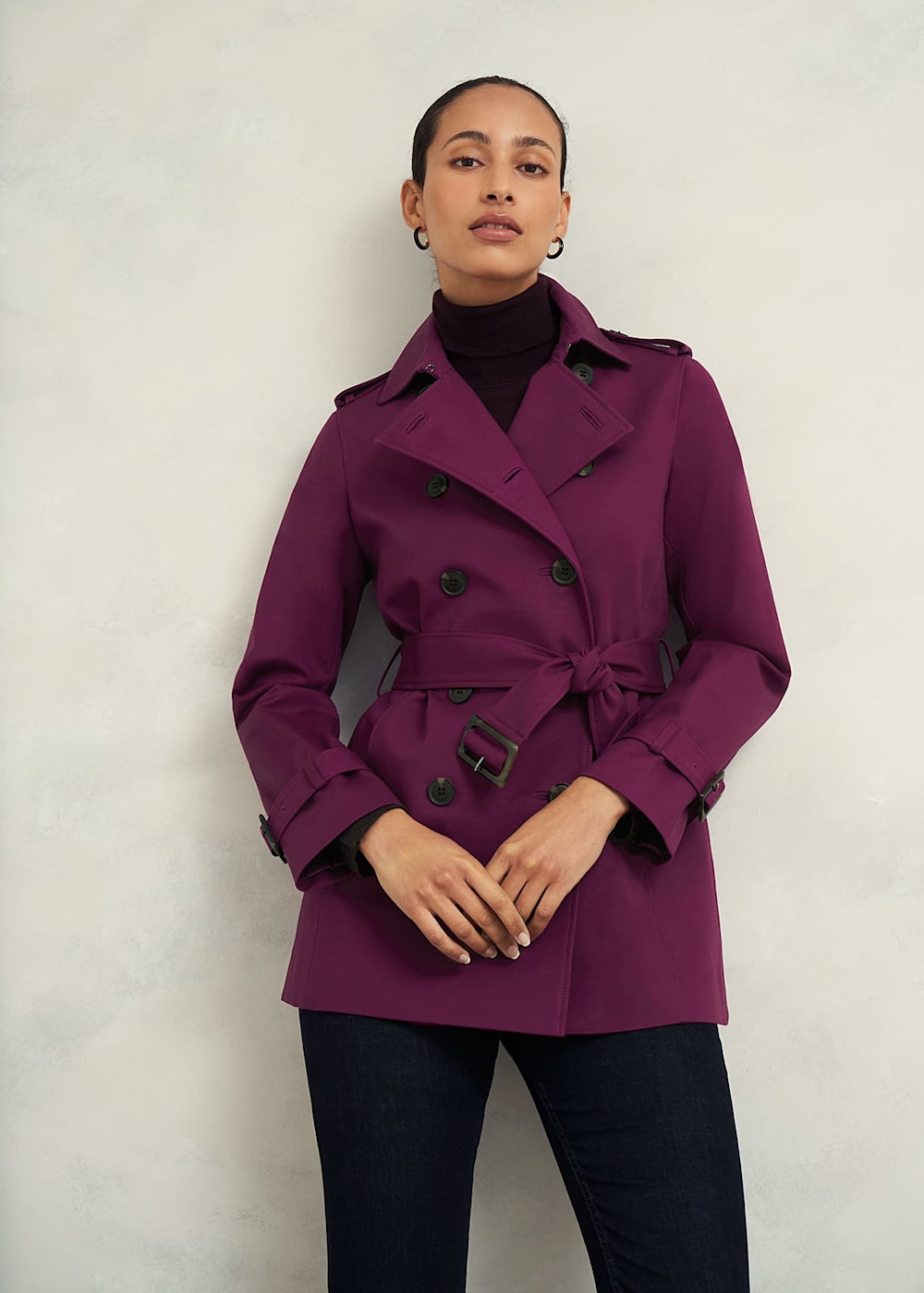 Plum pea coat sales