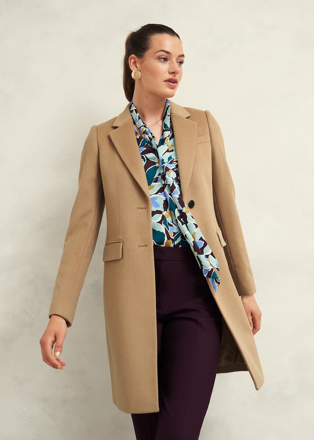 Women s Camel Wool Knee Length Coat Hobbs US