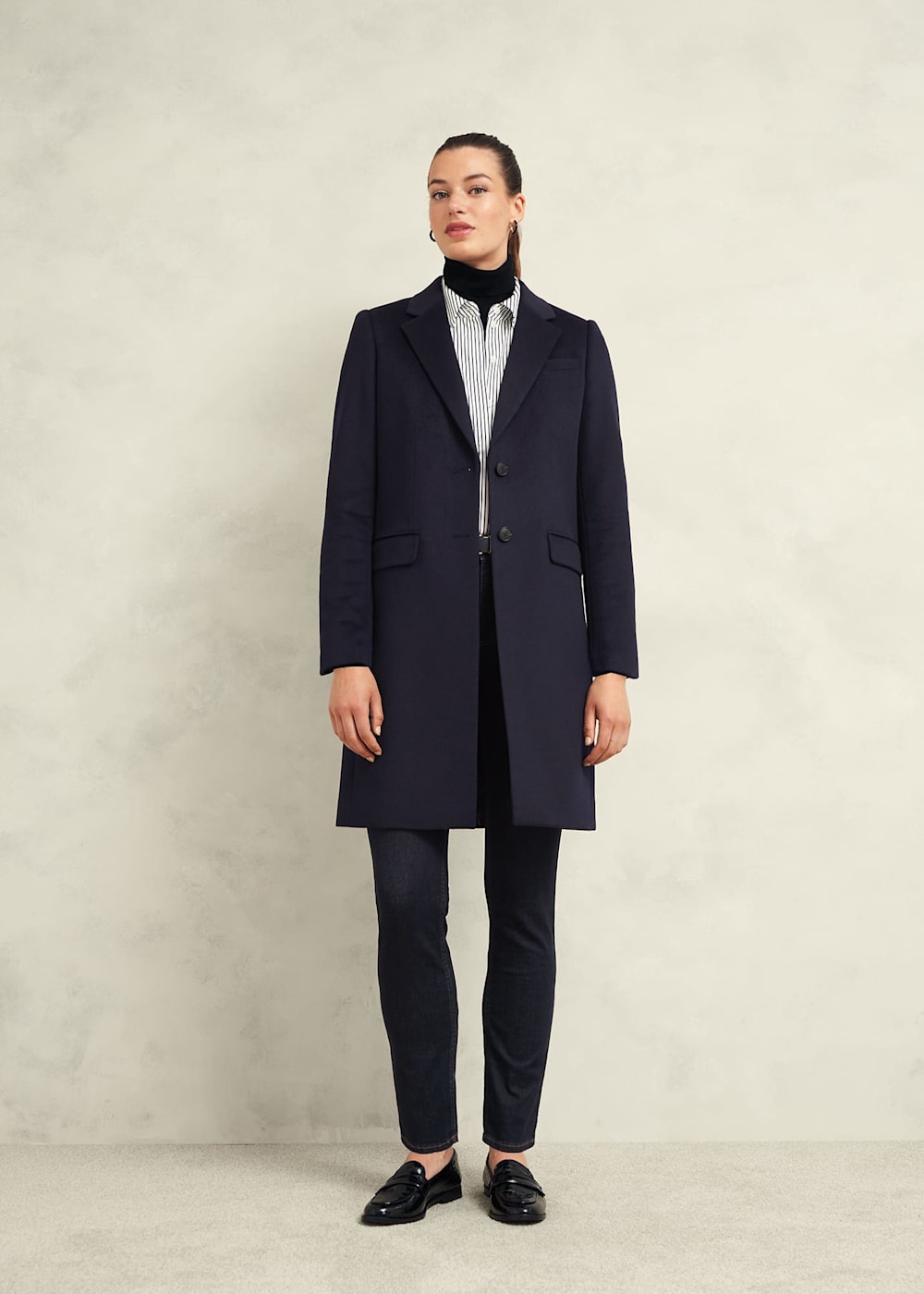 Navy knee length coat hotsell