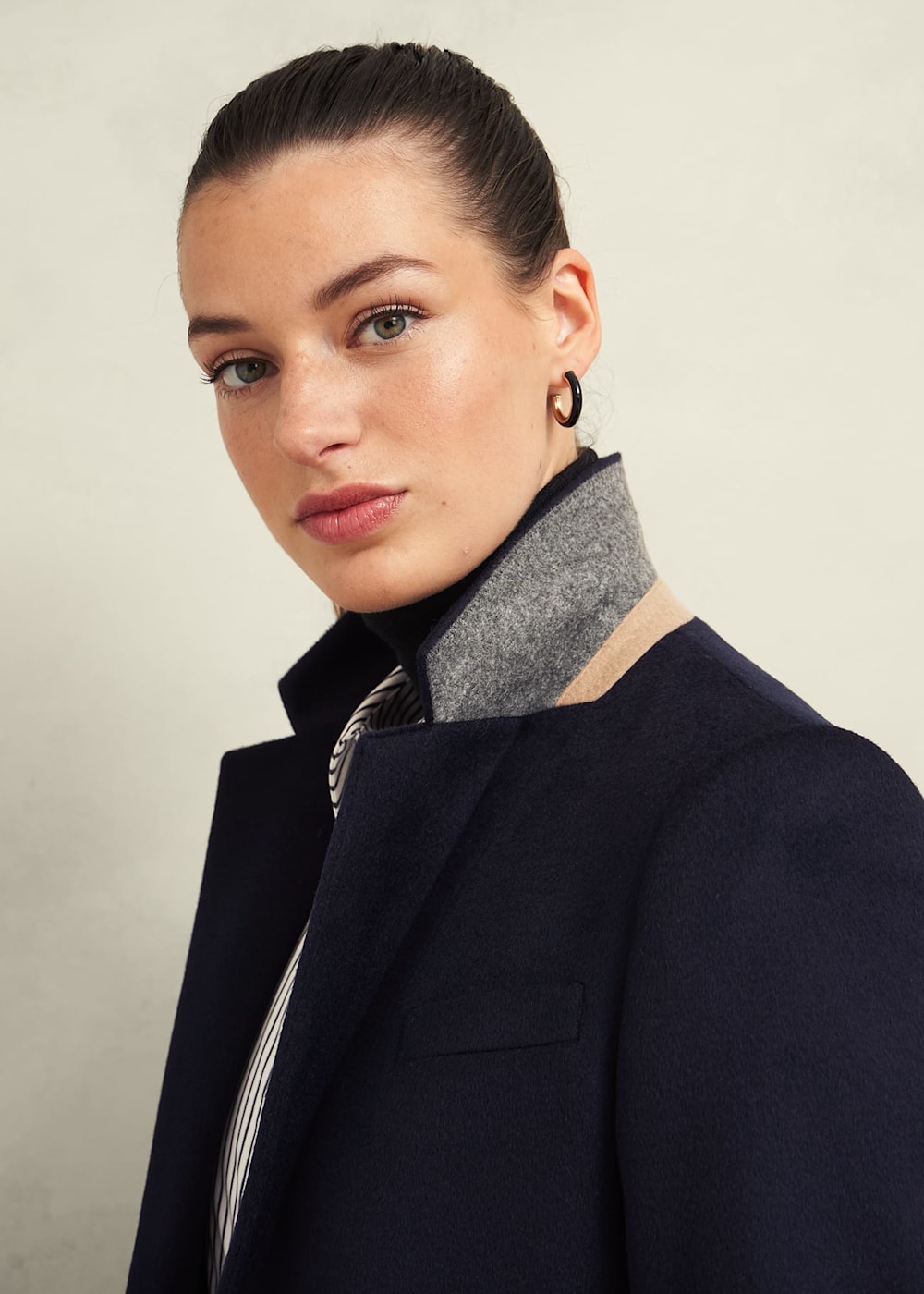 Navy knee length coat 2025