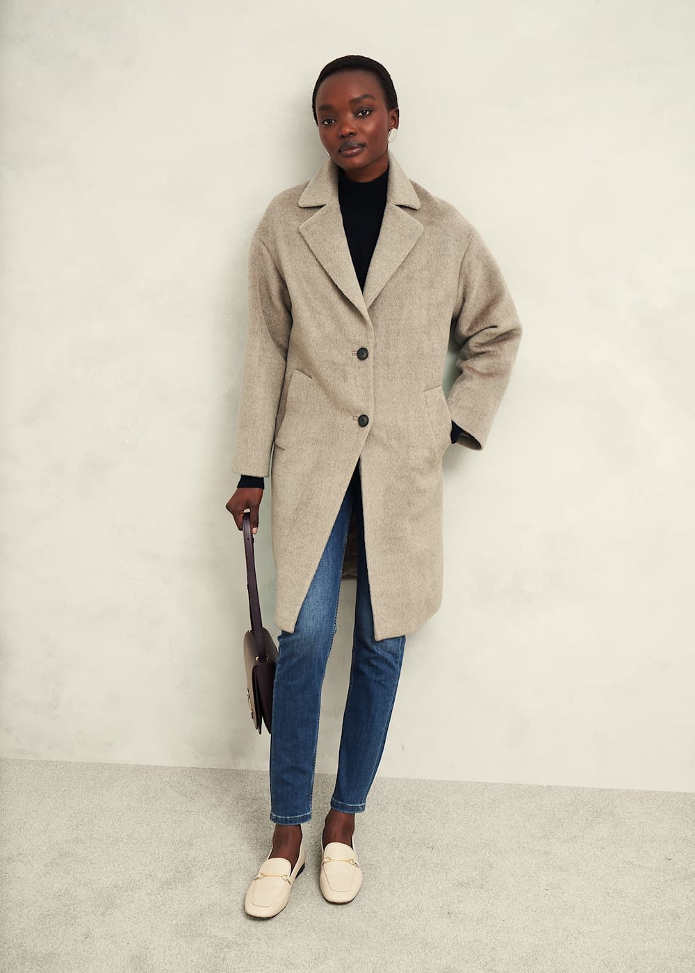 Hobbs Bhavina Wool Blend Coat Neutral Size 8