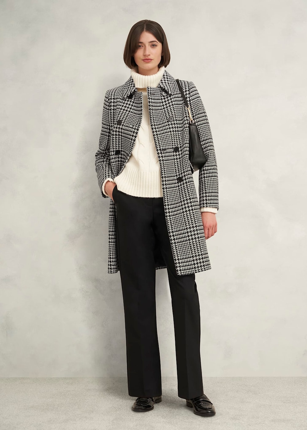 Wool blend check coat new arrivals