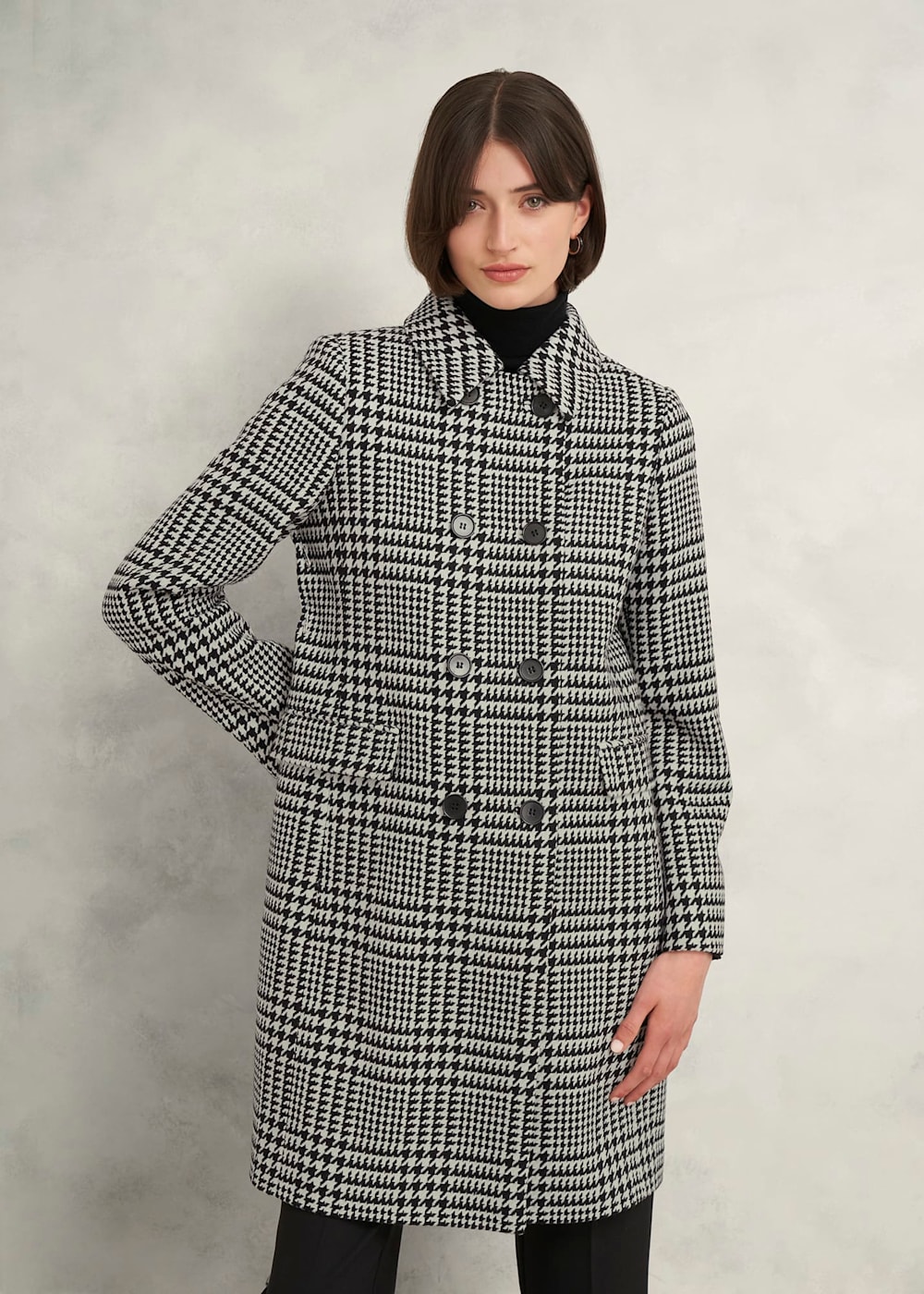 Wool blend check coat cheap