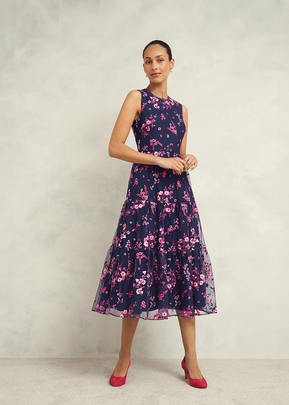 Petite Bethany Embroidered Dress Hobbs UK