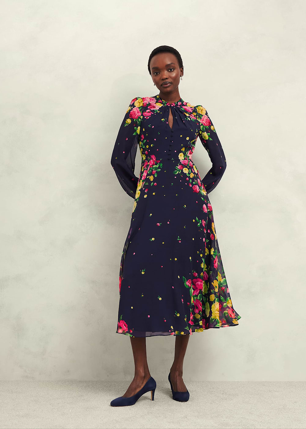 Eva Floral Silk Dress Hobbs UK