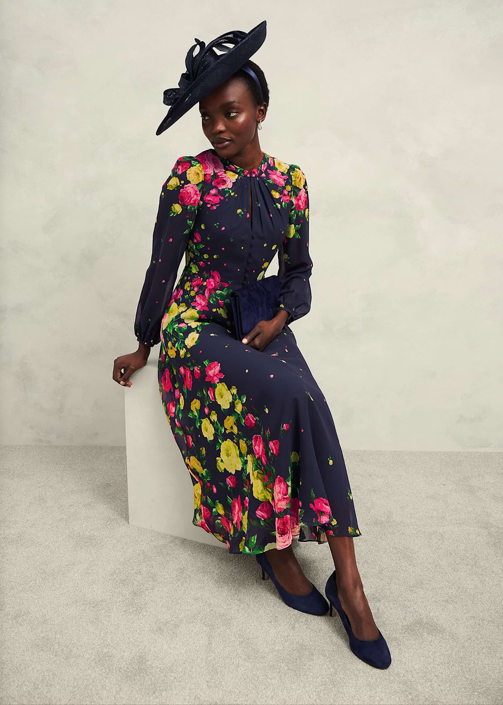 Eva Floral Silk Dress Hobbs UK